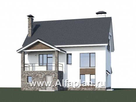«Альпина» - проект двухэтажного дома, с мансардой и с гаражом на 2 авто в цоколе - превью дополнительного изображения №1