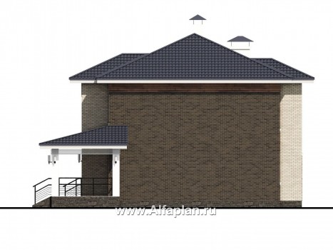 «Светлая полоса» - проект двухэтажного дома, современный стиль, с террасой и с гаражом - превью фасада дома