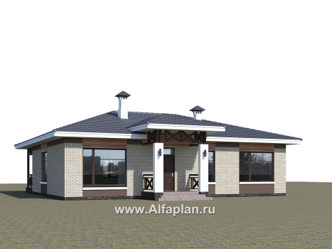 Проекты домов Альфаплан - «Покровка» - проект одноэтажного дома с террасой - превью дополнительного изображения №3
