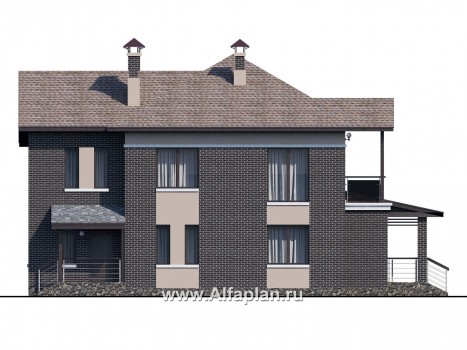 Проекты домов Альфаплан - «Голицын» — особняк с двусветной гостиной и сауной - превью фасада №4