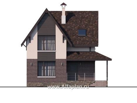 Проекты домов Альфаплан - «Оптима»- стильный современный дом из кирпичей или газобетона - превью фасада №1