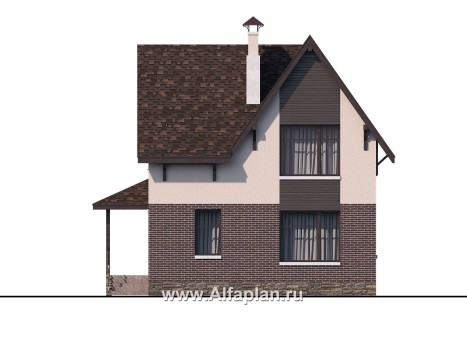 Проекты домов Альфаплан - «Оптима»- стильный современный дом из кирпичей или газобетона - превью фасада №4