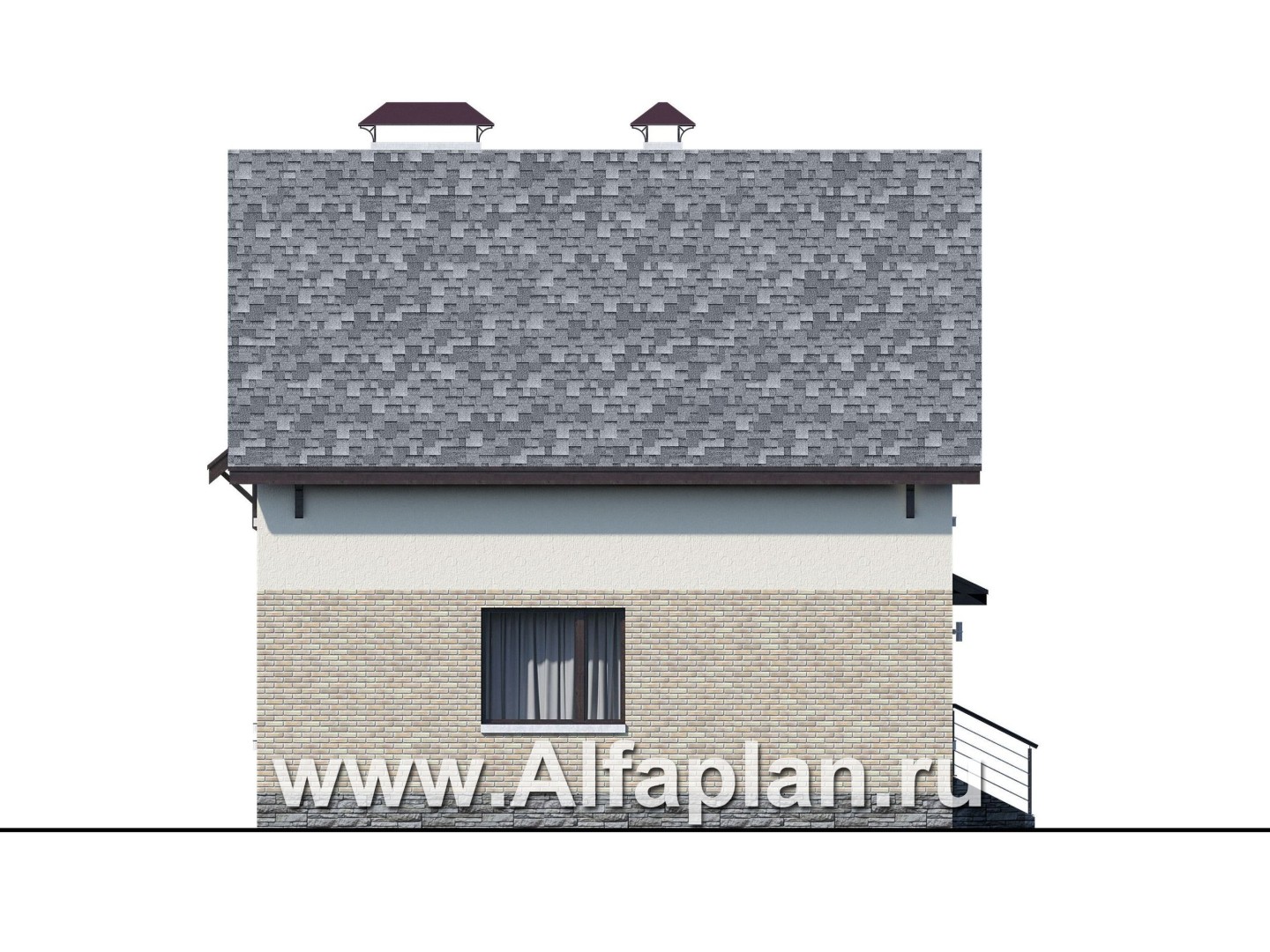 Проекты домов Альфаплан - «Оптима»- стильный современный коттедж с гаражом-навесом - изображение фасада №3