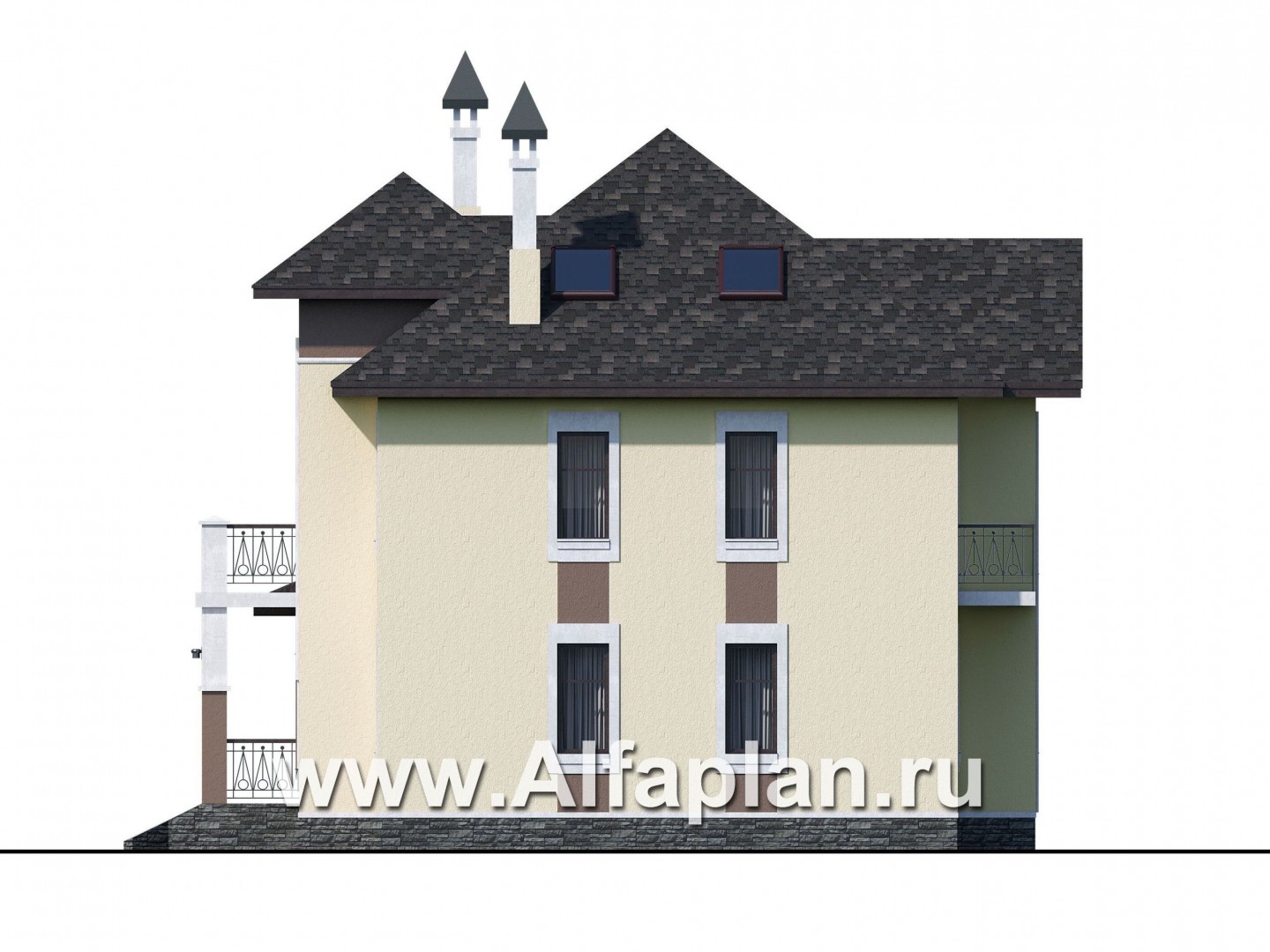 Проекты домов Альфаплан - «Разумовский» - элегантный загородный коттедж - изображение фасада №2