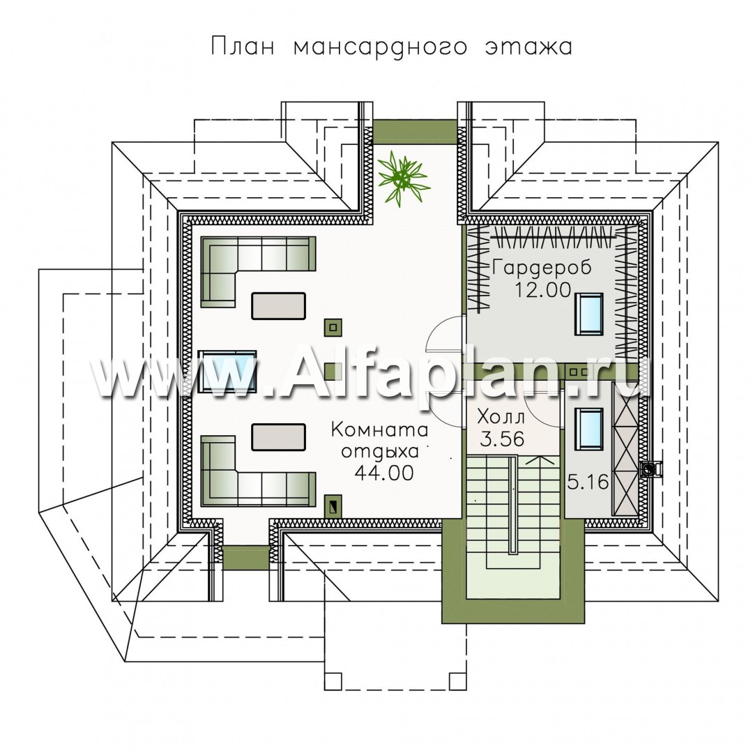 «Разумовский» - проект двухэтажного дома из кирпича, с эркером, с террасой и с балконом - план дома
