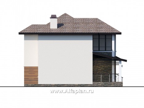 Проекты домов Альфаплан - "Одер" - стильный двухэтажный коттедж из газобетона - превью фасада №3