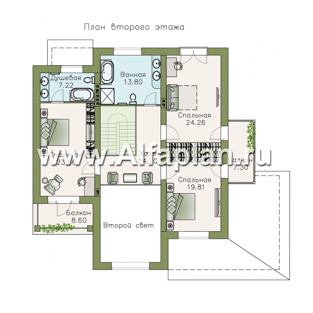 Проекты домов Альфаплан - «Голицын» — особняк с отделкой в темных тонах - план проекта №2