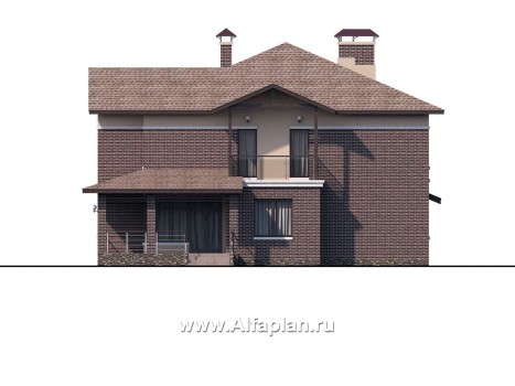 «Голицын» — проект двухэтажного дома из газобетона, с двусветной гостиной, с террасой, с гаражом на 2 авто - превью фасада дома