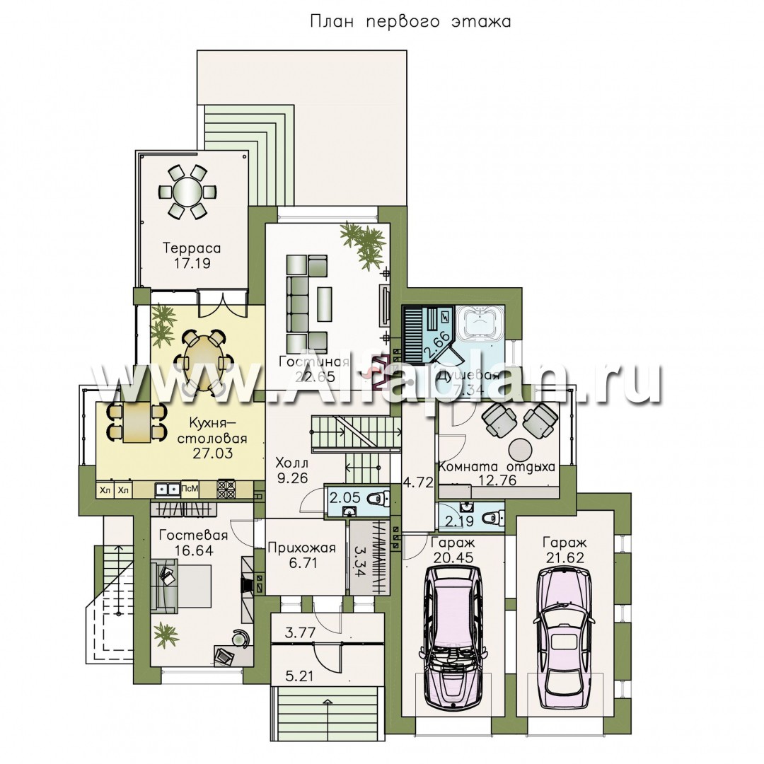 Проекты домов Альфаплан - «Современник плюс» — современный дом c цокольным этажом - план проекта №2