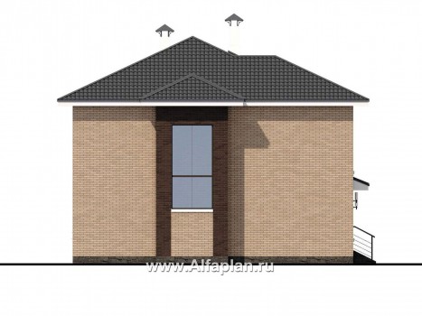«Роман с камнем» — проект дома, 2 этажа, с двусветной гостиной и с террасой при входе - превью фасада дома