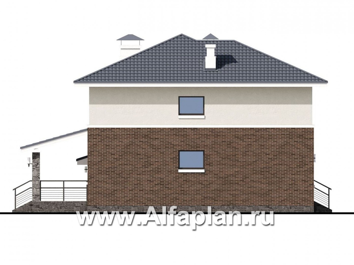 Проекты домов Альфаплан - «Вламинк» - очень удобный современный дом с гаражом - изображение фасада №3