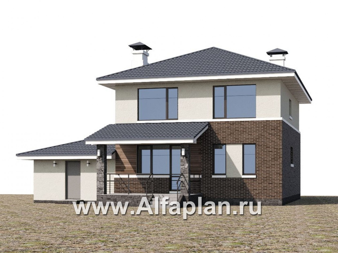 Проекты домов Альфаплан - «Вламинк» - очень удобный современный дом с гаражом - дополнительное изображение №1