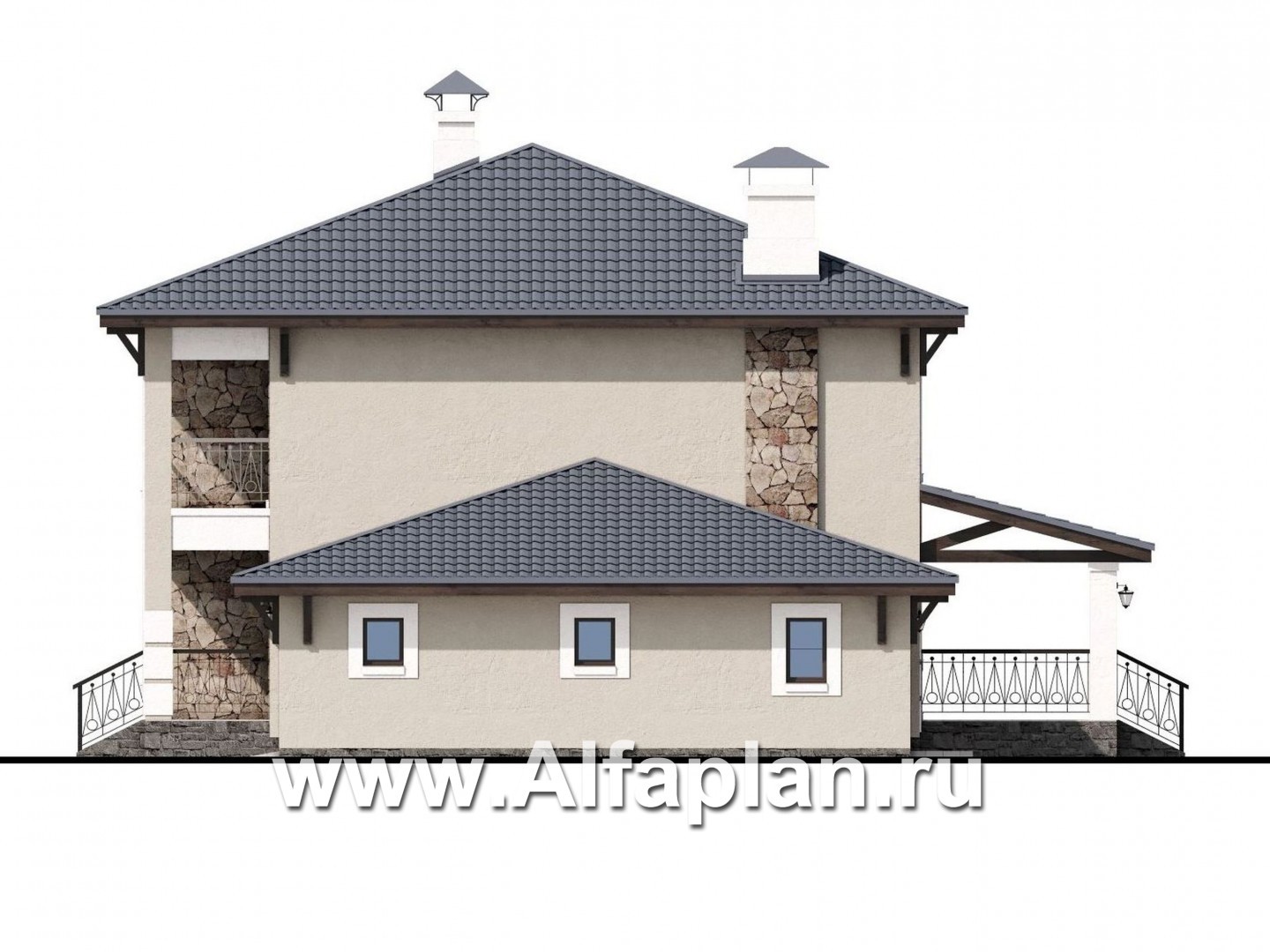 Проекты домов Альфаплан - «Сен-Тропе» - удобный компактный дом с гаражом - изображение фасада №2