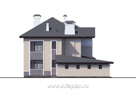 Проекты домов Альфаплан - «Арно» - проект двухэтажного дома,  с двусветной гостиной, с террасой, с гаражом на 2 авто - превью фасада №3