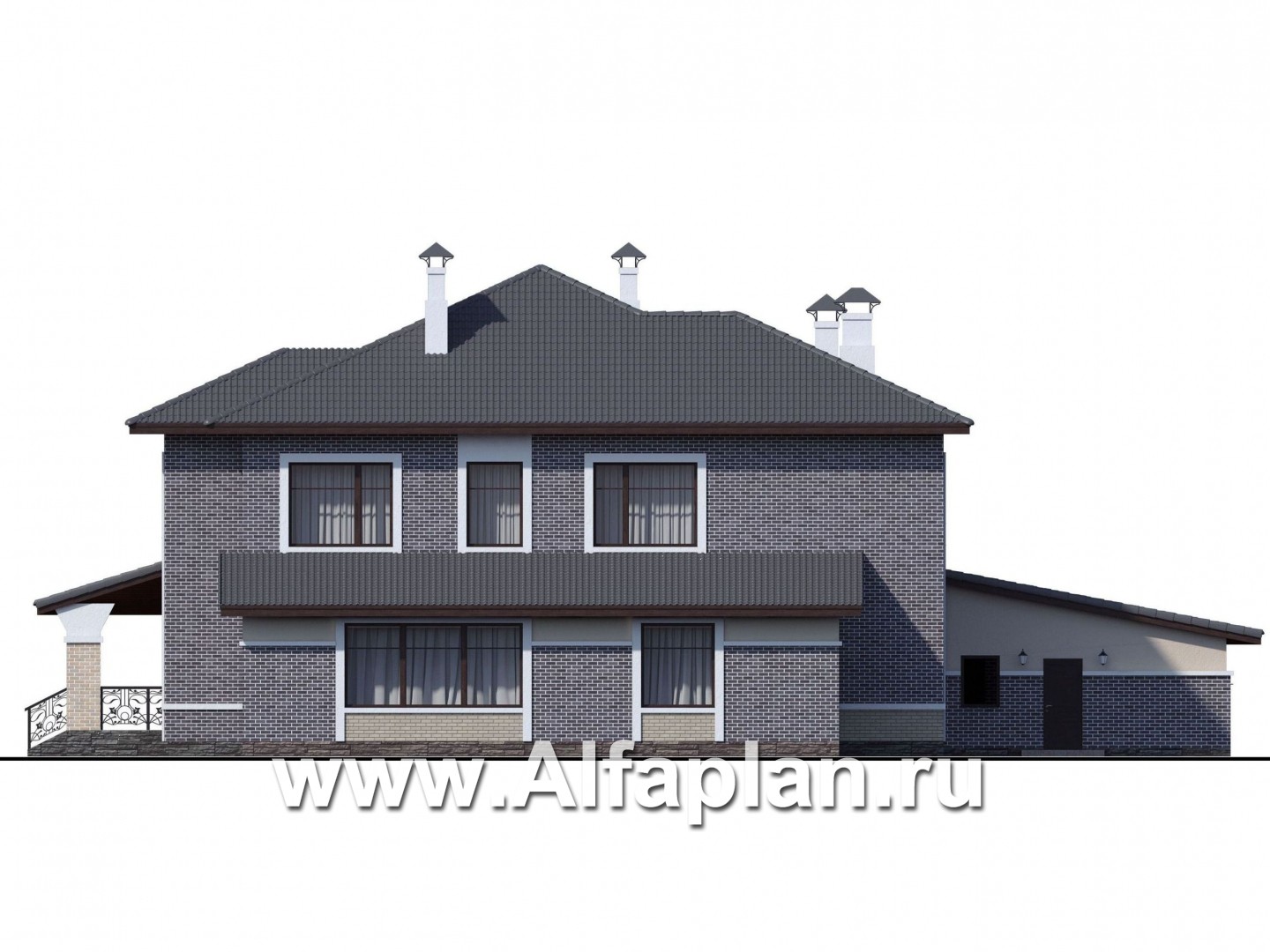 «Арно» - проект двухэтажного дома,  с двусветной гостиной,с бассейном и с террасой, с гаражом на 2 авто - фасад дома