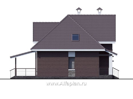 «Кассиопея» - проект дома с мансардой, с террасой, в современном стиле, 4 или 5 спален, сауна - превью фасада дома