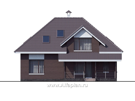 «Кассиопея» - проект дома с мансардой, с террасой, в современном стиле, 4 или 5 спален, сауна - превью фасада дома