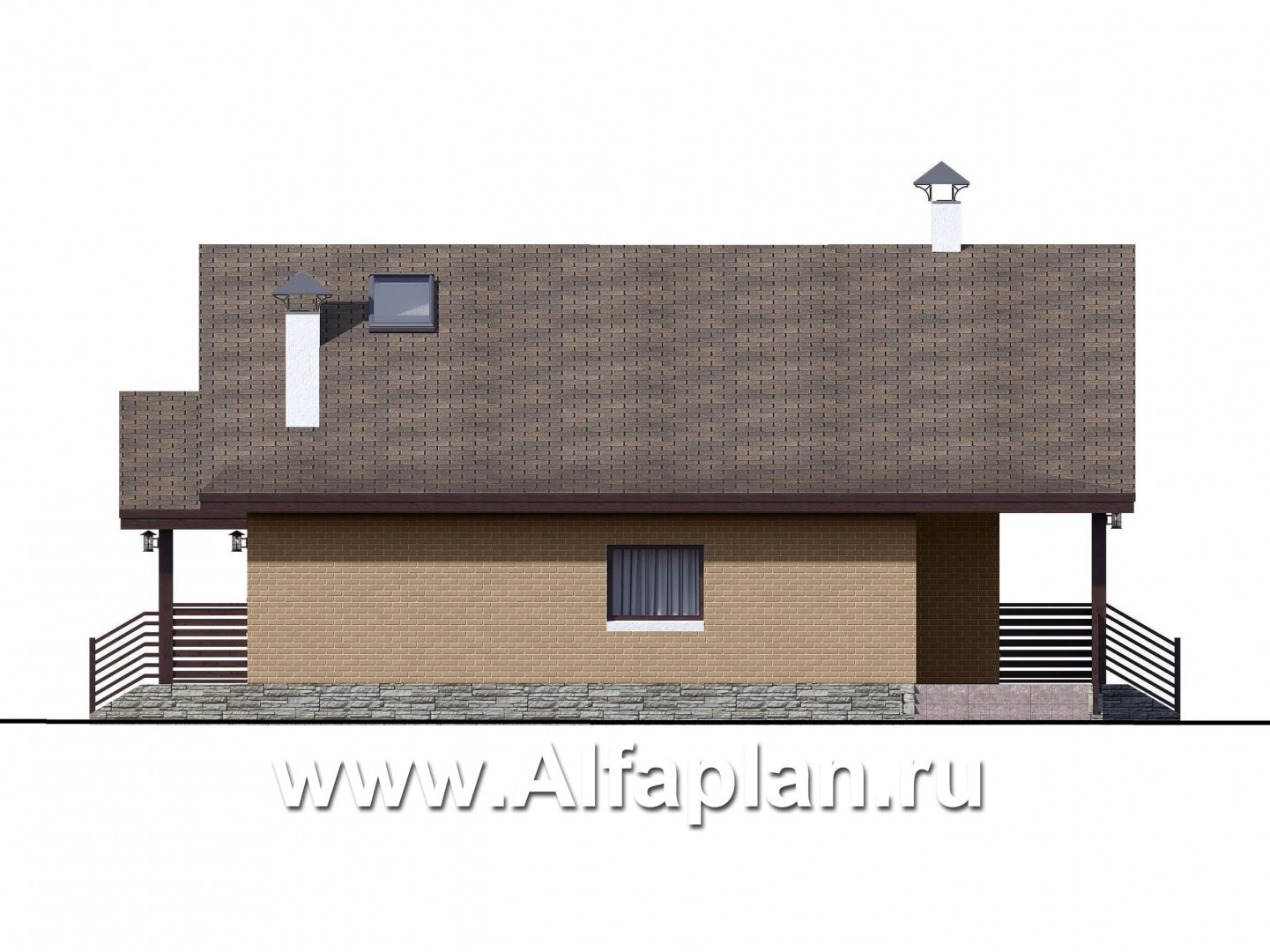 «Моризо» - проект дома с мансардой, планировка с двусветной гостиной и 2 спальни на 1 эт, шале с двускатной крышей - фасад дома