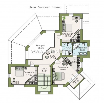 Проекты домов Альфаплан - "Эдем" - эксклюзивный двухэтажный коттедж с большим гаражом 219Р - превью плана проекта №2