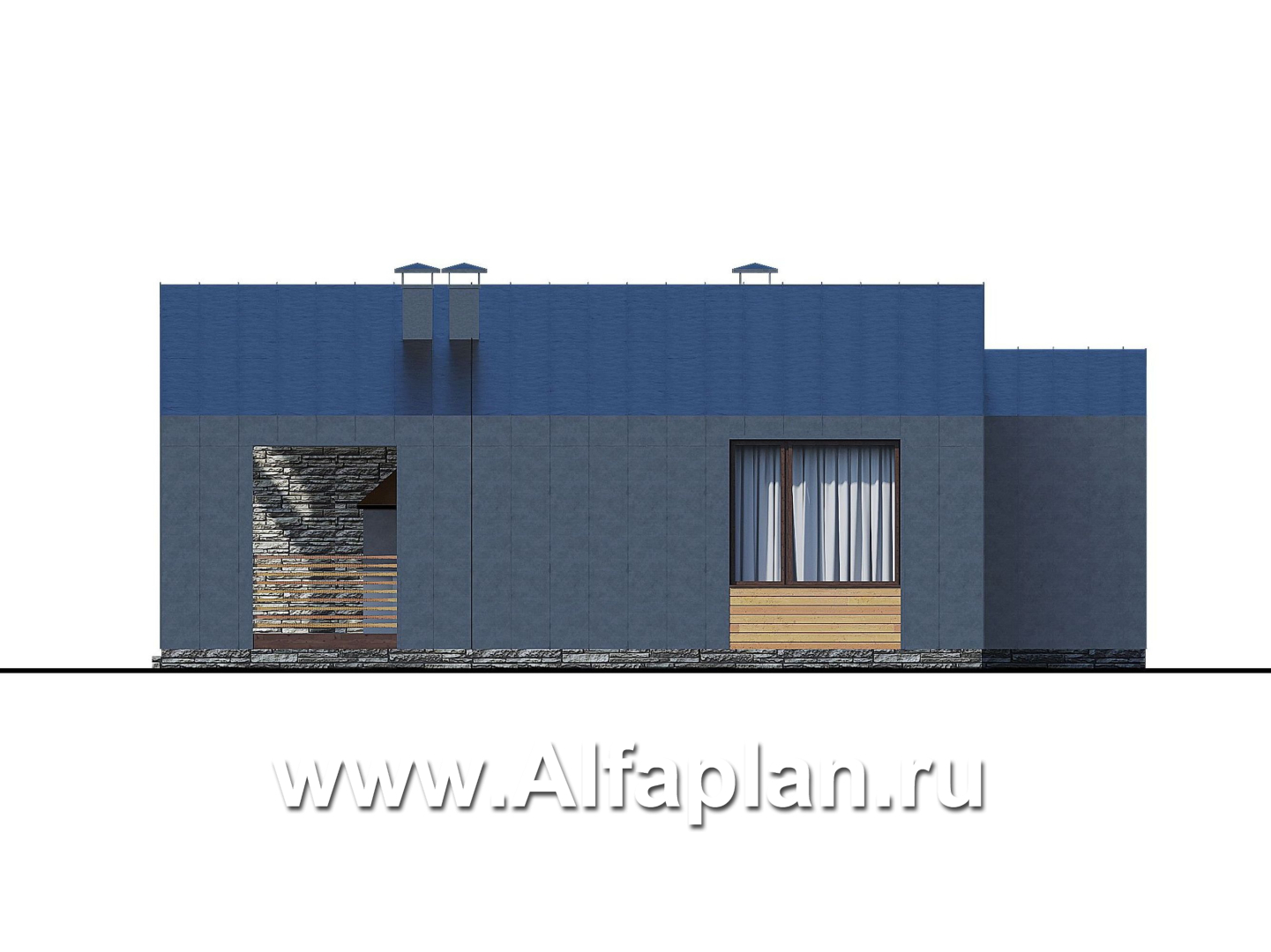 Проекты домов Альфаплан - «Эпсилон» - каркасный дом с тремя спальнями - изображение фасада №2