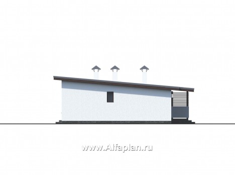 Проекты домов Альфаплан - «Зита» -  проект одноэтажного дома, с террасой, в скандинавском стиле - превью фасада №3