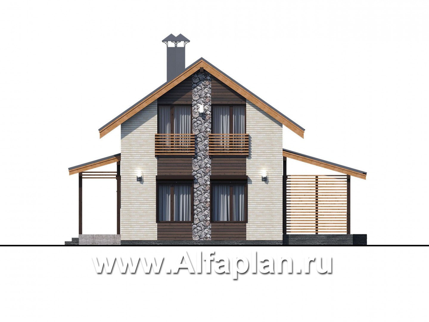 Проекты домов Альфаплан - «Сигма» - небольшой дом с сауной на первом этаже - изображение фасада №1