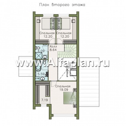 Проекты домов Альфаплан - «Омега» - двухэтажный каркасный дом с пятью спальнями - превью плана проекта №2