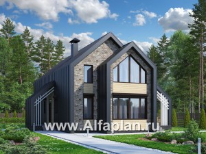 Проекты домов Альфаплан - «Омега» - двухэтажный каркасный дом с пятью спальнями - превью основного изображения