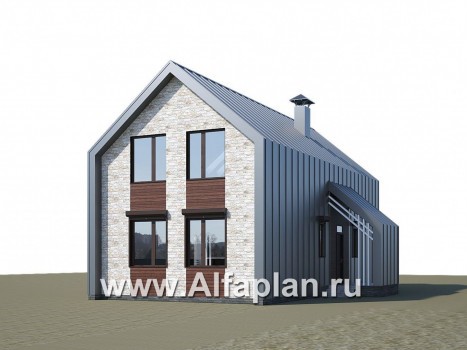 Проекты домов Альфаплан - «Омега» - двухэтажный каркасный дом с пятью спальнями - превью дополнительного изображения №3