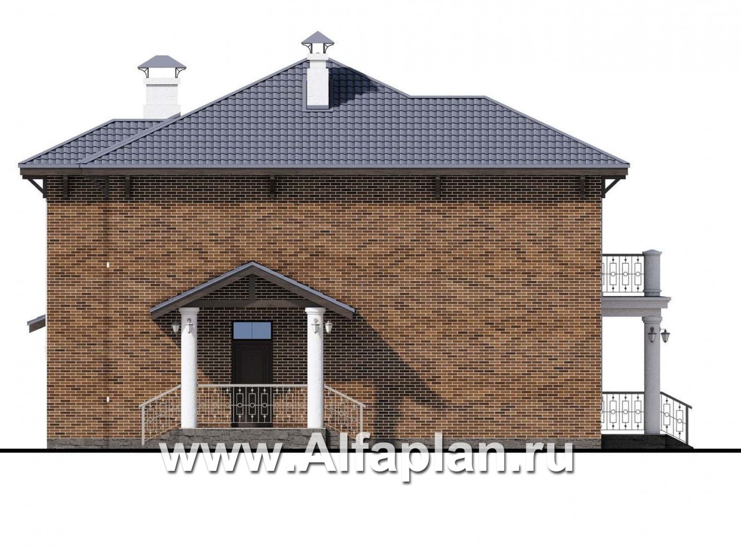 Проекты домов Альфаплан - «Эффект бабочки» - дом с красивой угловой террасой - изображение фасада №3