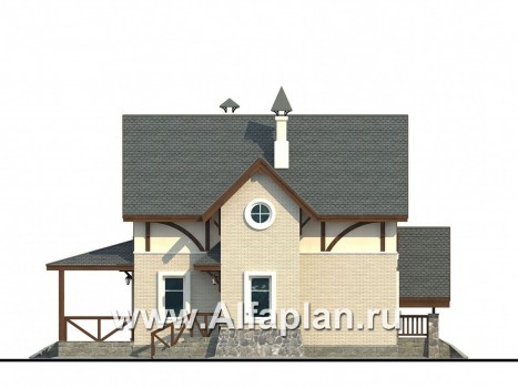 «Альпенхаус» - проект дома с мансардой, высокий потолок в гостиной, в стиле фахверк - превью фасада дома