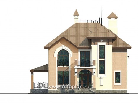 Проекты домов Альфаплан - «Разумовский» - красивый коттедж с элементами стиля модерн - превью фасада №1