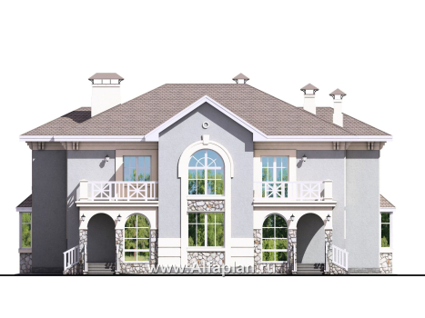 «Родное сердце» - проект двухэтажного дома на две семьи (дуплекс), с террасой и с балконом - превью фасада дома
