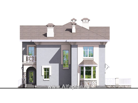 «Родное сердце» - проект двухэтажного дома на две семьи (дуплекс), с террасой и с балконом - превью фасада дома