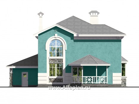 Проекты домов Альфаплан - «Белоостров» - классический коттедж с отличной планировкой - превью фасада №4