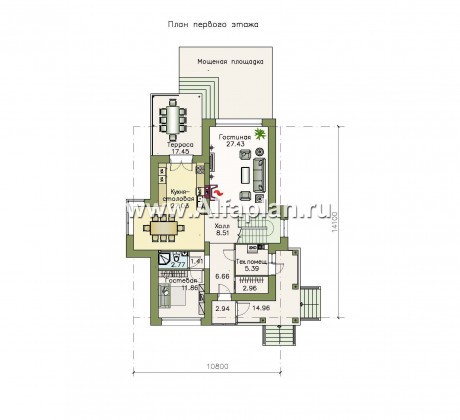 Проекты домов Альфаплан - «Вектор» - современный загородный коттедж - превью плана проекта №1
