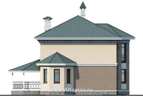 Проекты домов Альфаплан - «Классика»- двухэтажный особняк с эркером - превью фасада №3