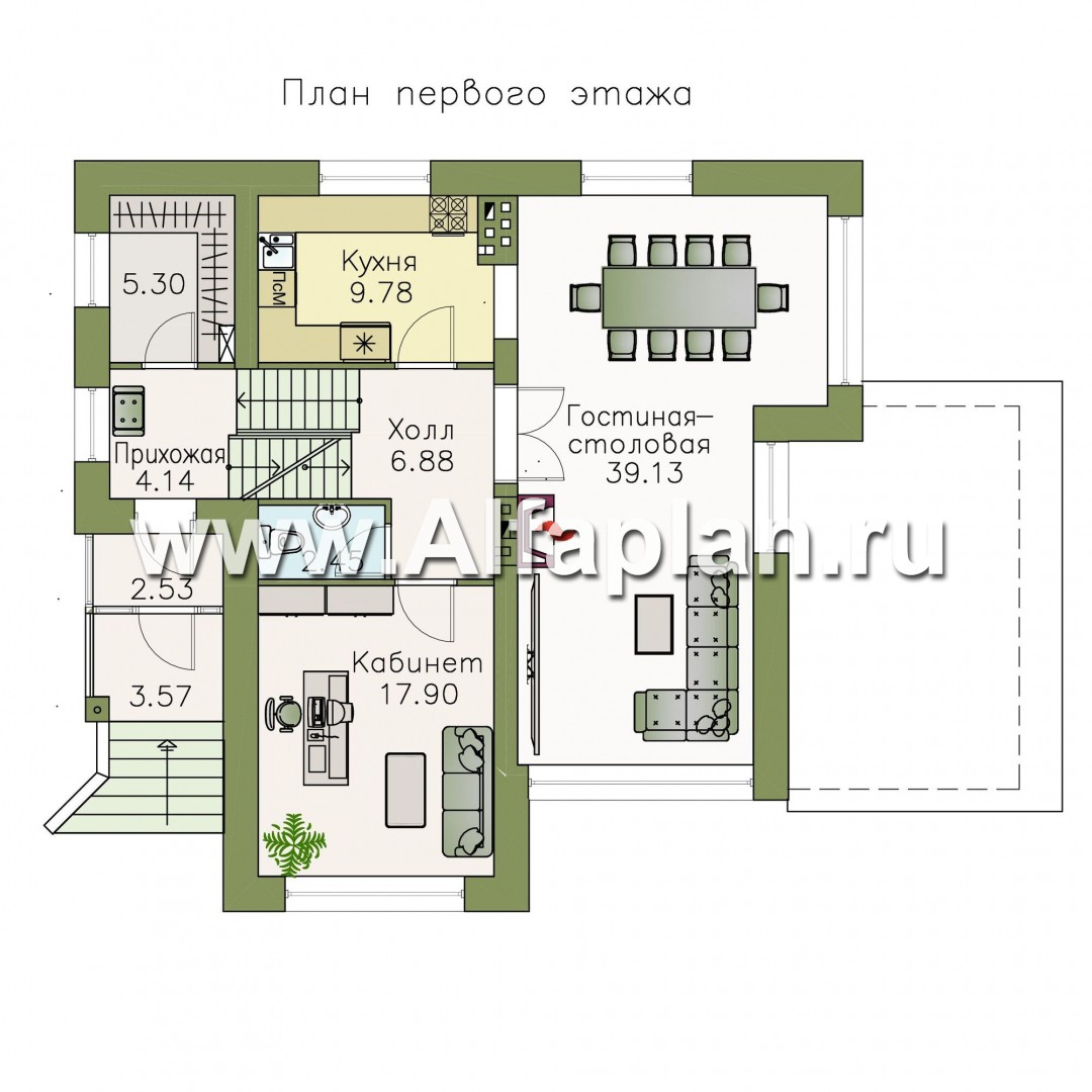 Проекты домов Альфаплан - Дом из газобетона «Аура» в современном стиле - изображение плана проекта №2