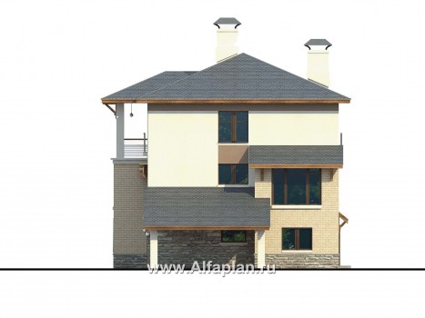 Проекты домов Альфаплан - Дом из газобетона «Аура» в современном стиле - превью фасада №2