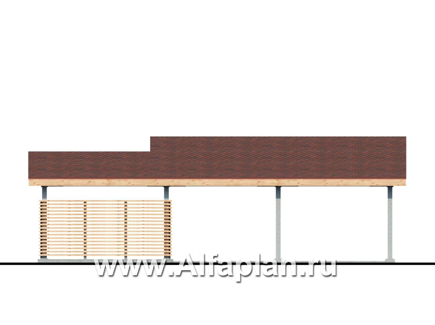 Проекты домов Альфаплан - Гараж-навес на два автомобиля - изображение фасада №4