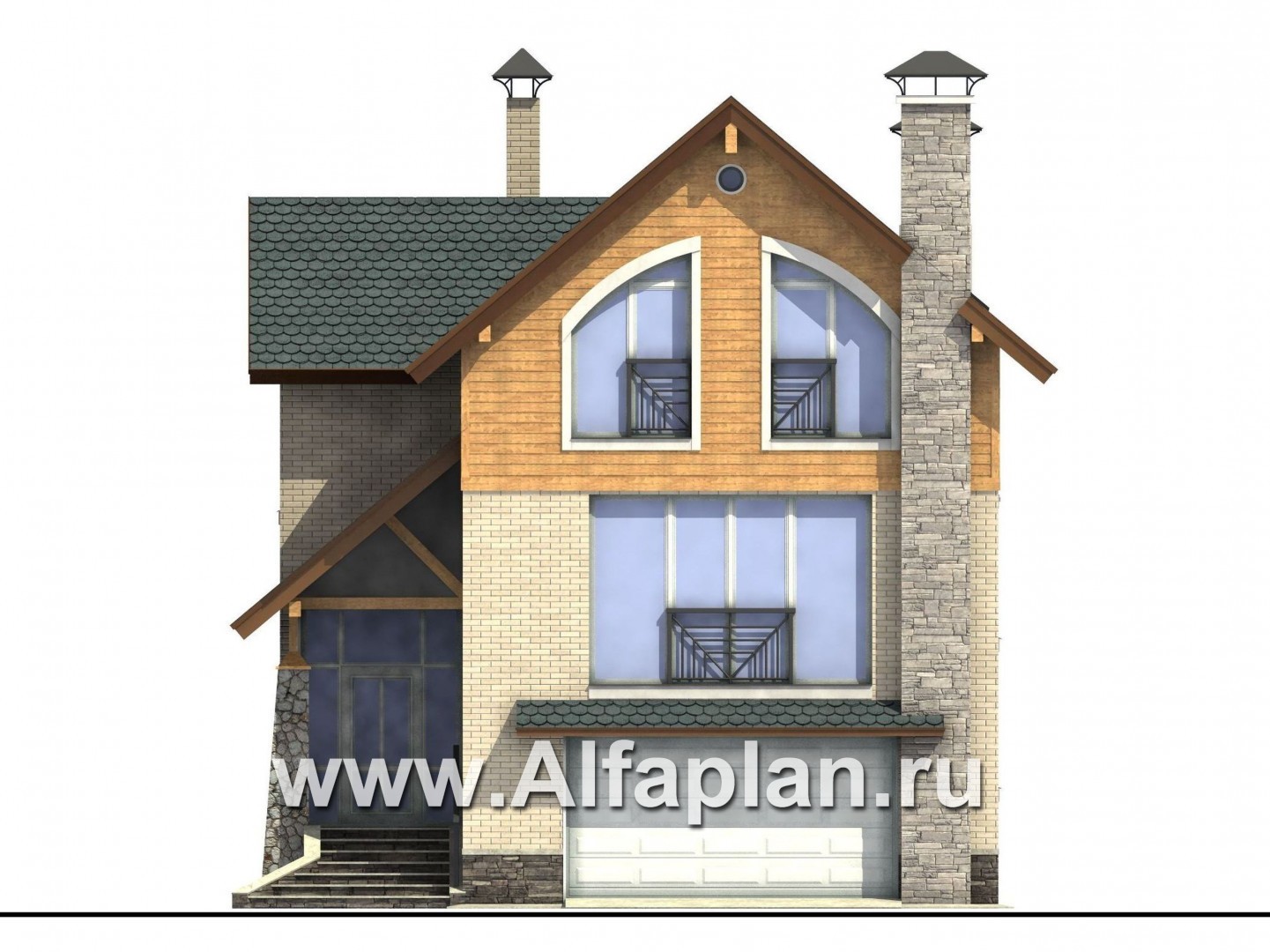 Проекты домов Альфаплан - «Экспрофессо» - уникальный проект у которого нет (только перегородки) аналогов - изображение фасада №1