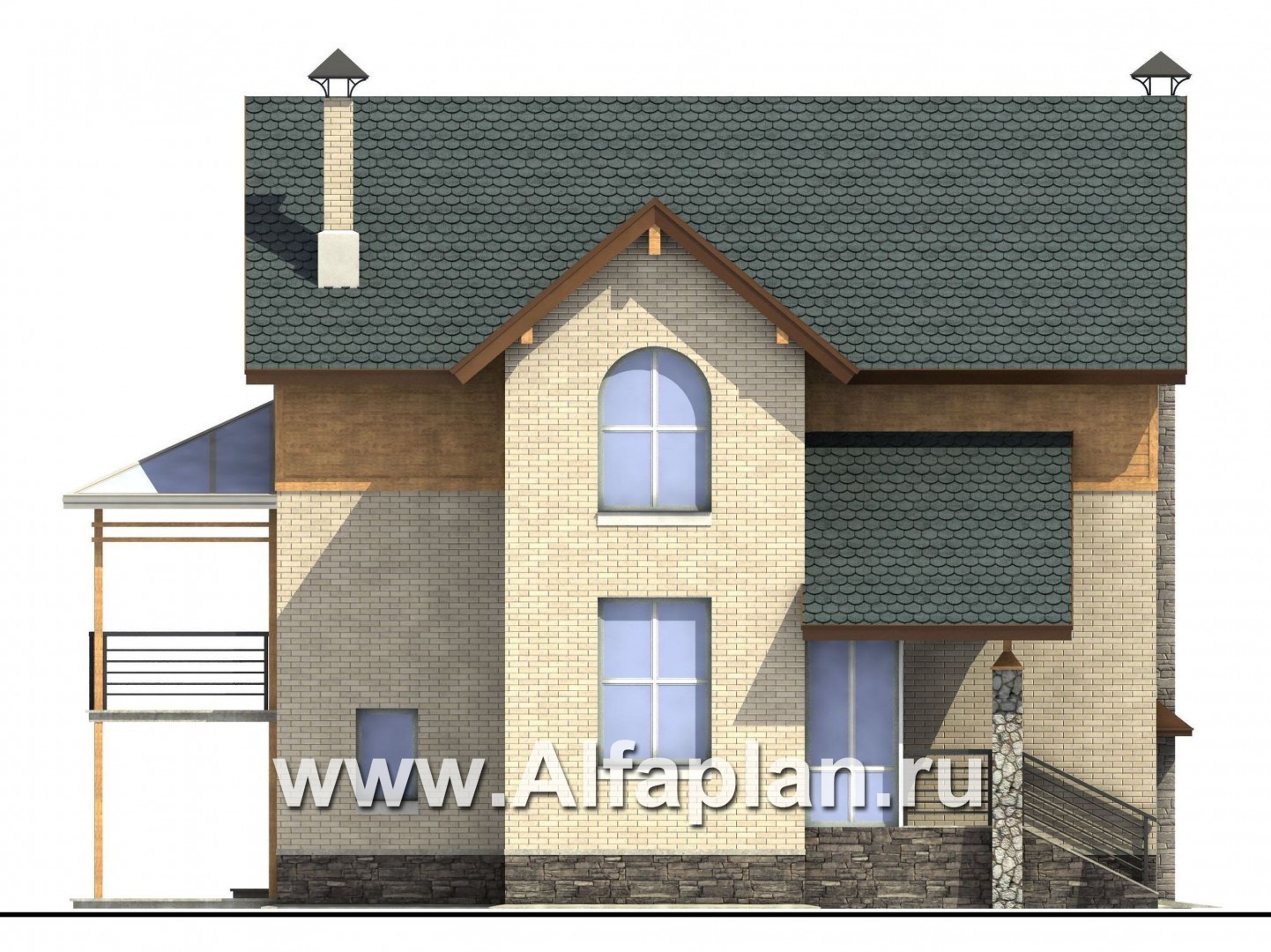 Проекты домов Альфаплан - «Экспрофессо» - уникальный проект у которого нет (только перегородки) аналогов - изображение фасада №3