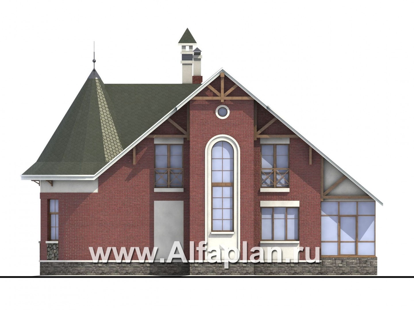 Проекты домов Альфаплан - «Альтбург» - коттедж в романтическом стиле - изображение фасада №2