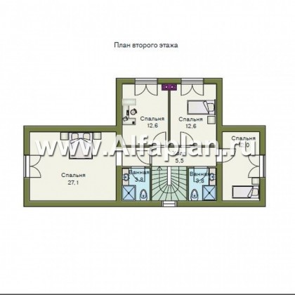 «Яблоко» - проект дома с мансардой, с цокольным этажом, для узкого участка с рельефом - превью план дома
