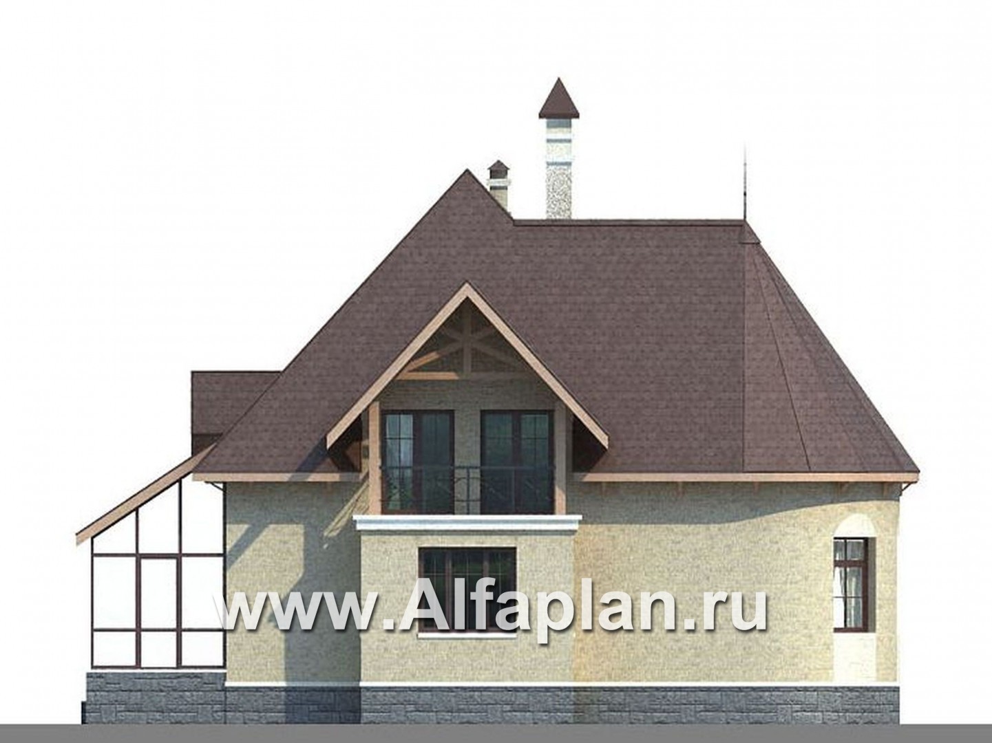 Проекты домов Альфаплан - «Авалон» - коттедж с полукруглым эркером - изображение фасада №2
