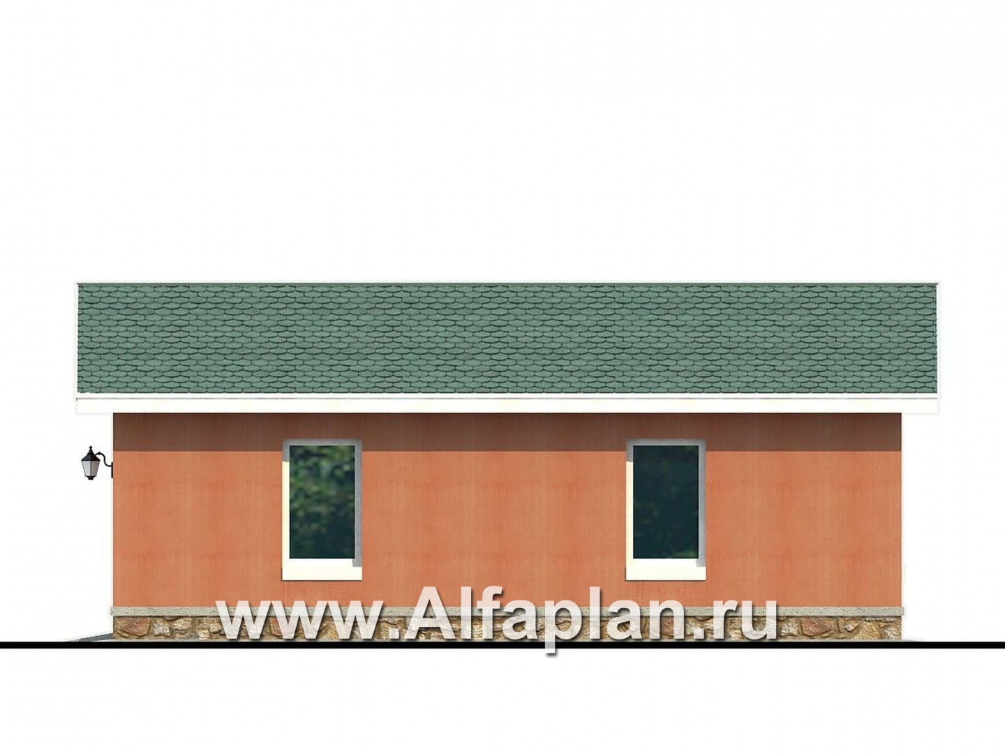 Проекты домов Альфаплан - Закрытый гараж и навес для авто - изображение фасада №2