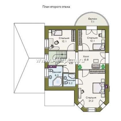 «Аристо» - проект двухэтажного дома с гаражом, с эркером и с террасой,  с навесом для авто - превью план дома