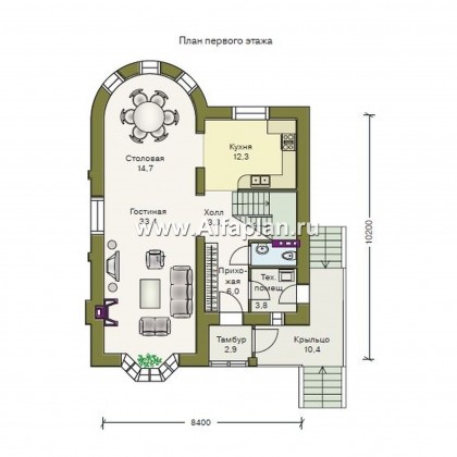 Проекты домов Альфаплан - «Ретростилиса» - проект экономичного дома для небольшого участка - превью плана проекта №1