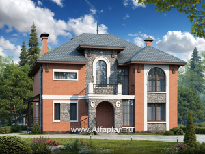 Превью проекта ««Айвенго»- проект двухэтажного дома, с биллиардной в мансарде, с террасой, в стиле замка»