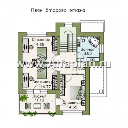 Проекты домов Альфаплан - «Знаменка плюс» - удобный и компактный коттедж с цоколем - превью плана проекта №3